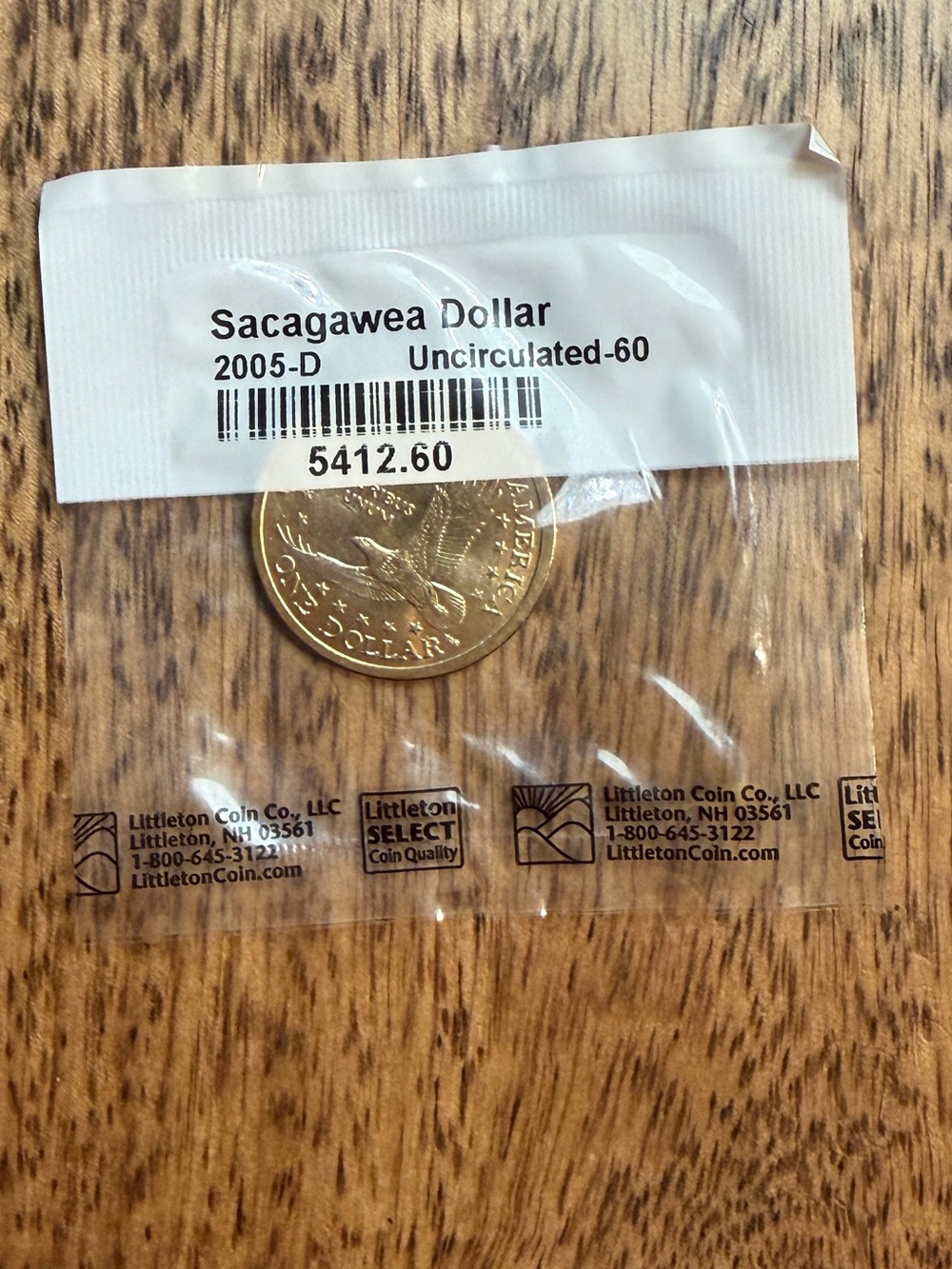 2005-D Sacagawea Golden Dollar Coin - Uncirculated MS-60 Littleton Coin Co Seal